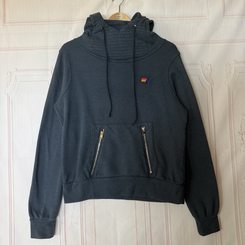 Aviator Nation Ninja Hoodie Blue Sweatshirt Pullover Size S USA